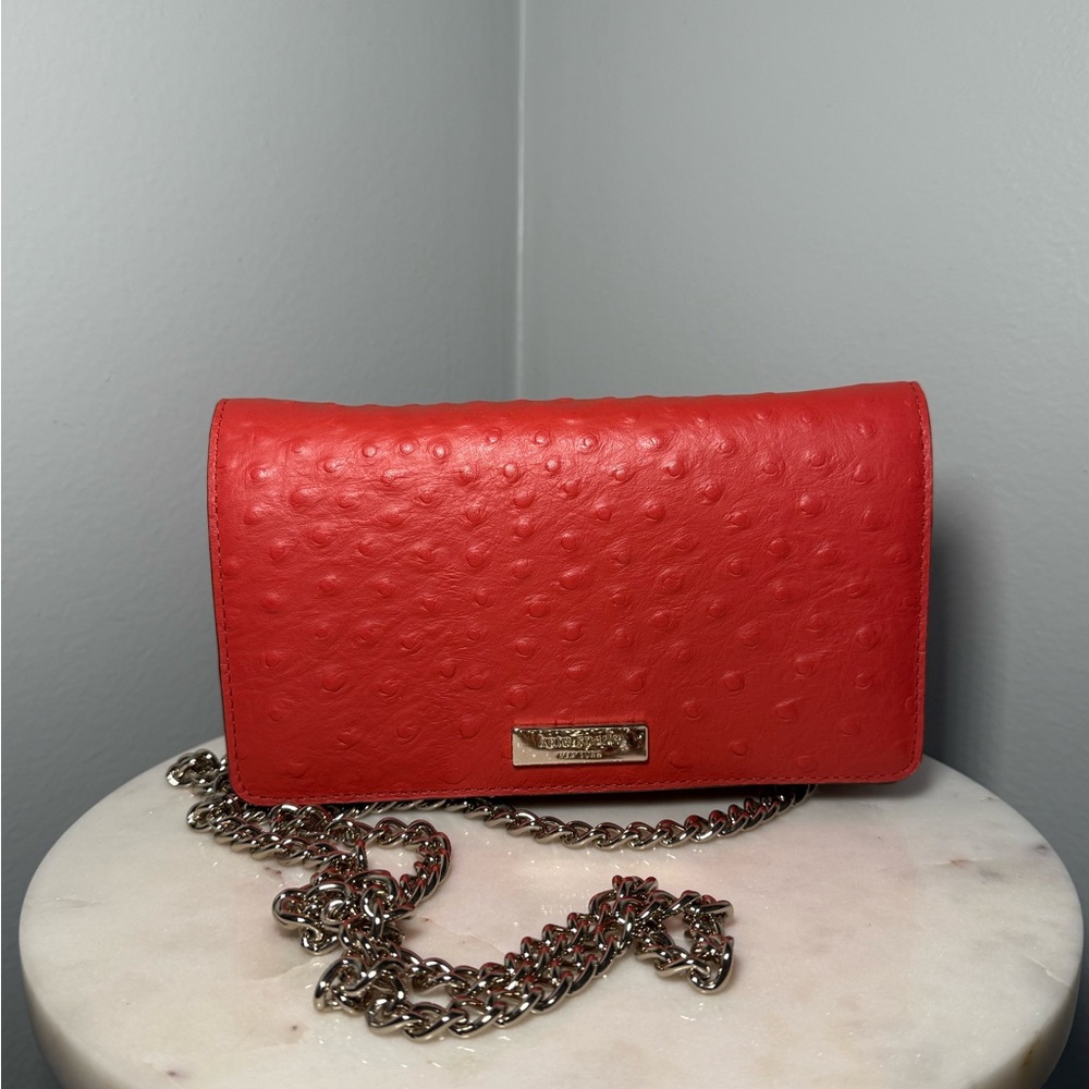 Kate Spade Red Textured Clutch with Chain